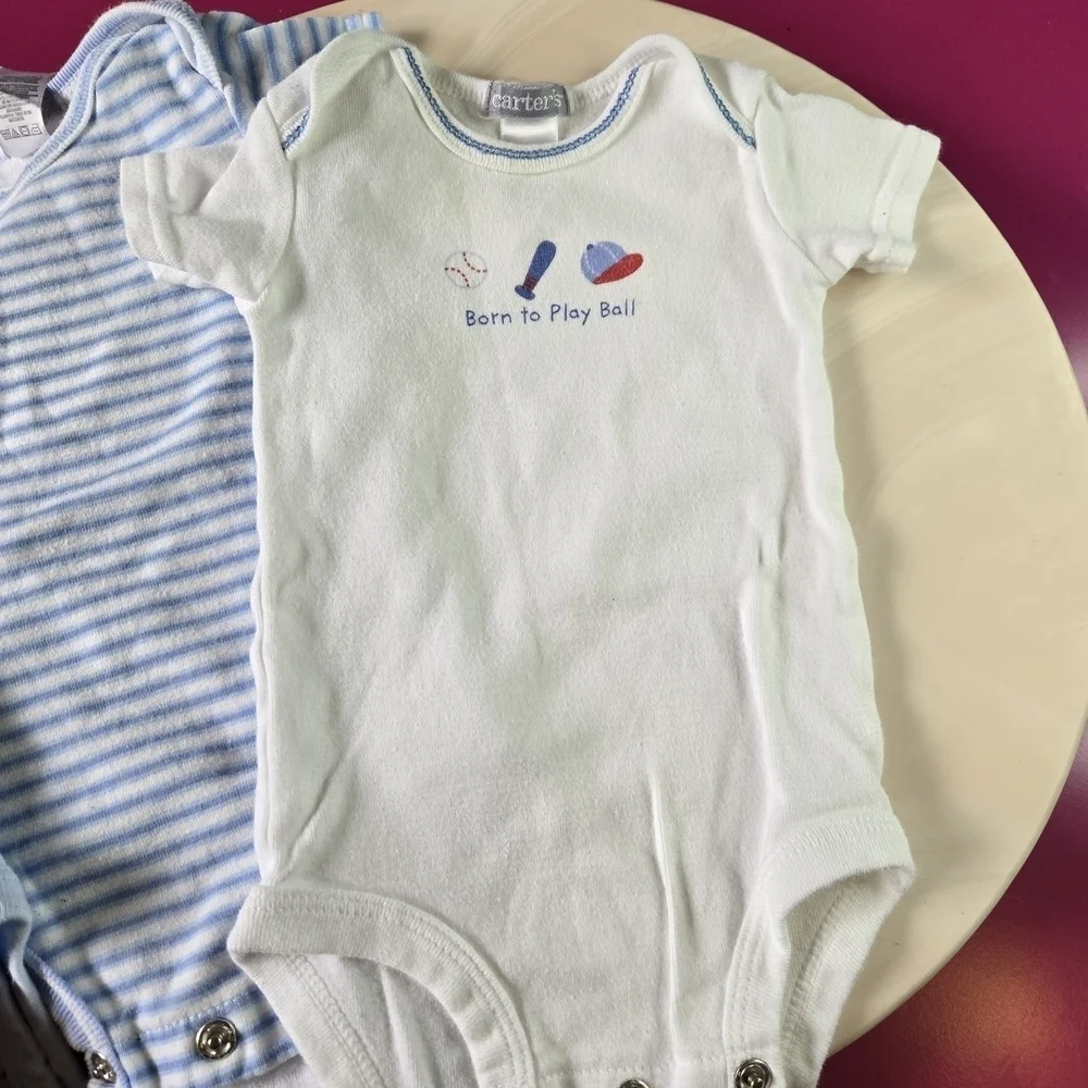 Blue and White Baby Onesie Set
